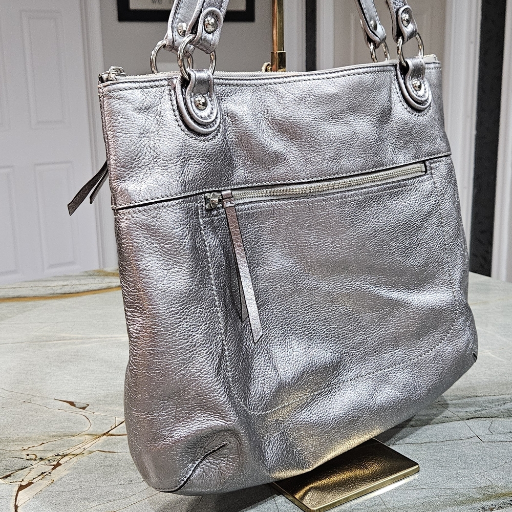 Coach Metallic Silver Shoulder Bag